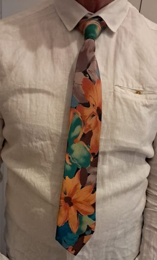 Cravatta vintage seta fantasia floreale