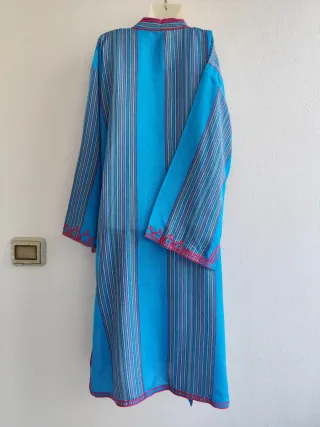 Chilaba/Kaftán Turquesa y Fucsia Algodón