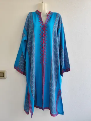 Chilaba/Kaftán Turquesa y Fucsia Algodón