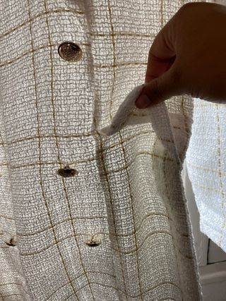 Vestido cuadros tweed dorado y blanco