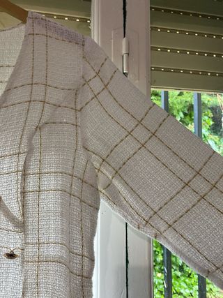 Vestido cuadros tweed dorado y blanco