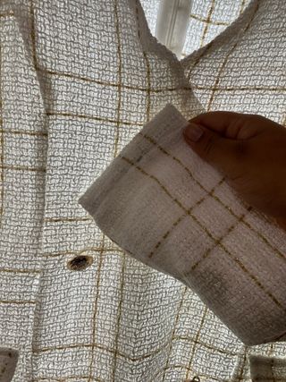 Vestido cuadros tweed dorado y blanco