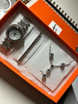 Set Orologio e Gioielli Argento Strass
