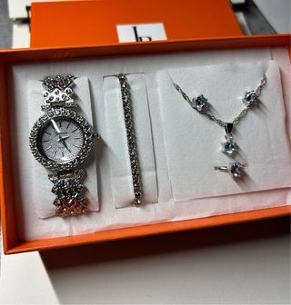 Set Orologio e Gioielli Argento Strass