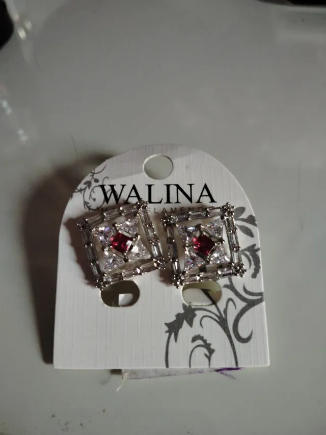 Pendientes WALINA Cuadrados Rojos y Plateados