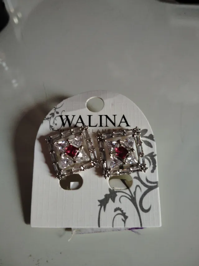 Pendientes WALINA Cuadrados Rojos y Plateados