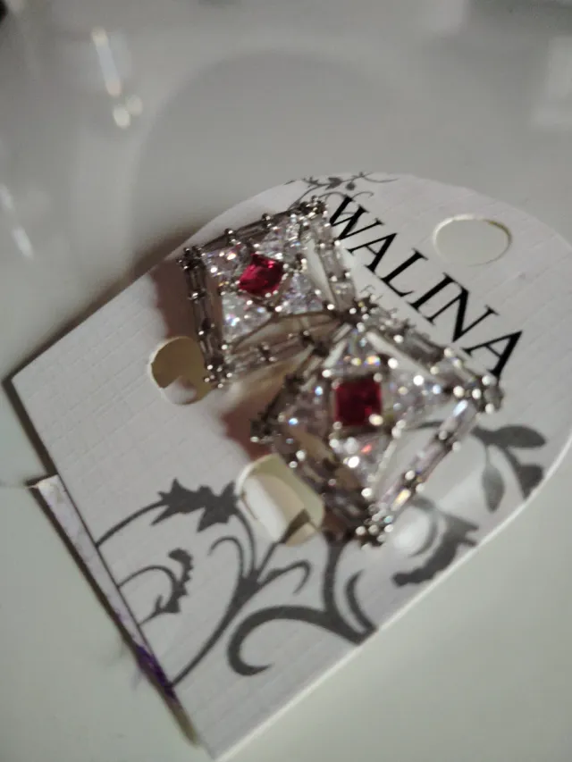 Pendientes WALINA Cuadrados Rojos y Plateados