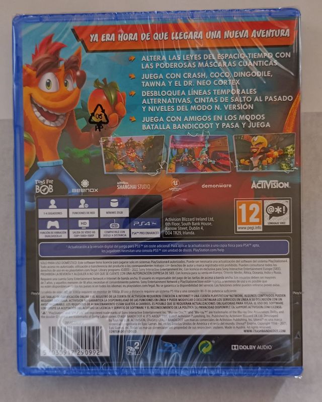 Crash Bandicoot 4 It's About Time PS4 nuevo ES