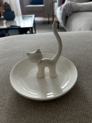 Porta anillos gato Balvi cerámica blanco
