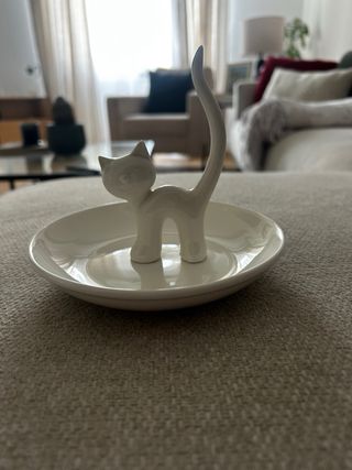 Porta anillos gato Balvi cerámica blanco