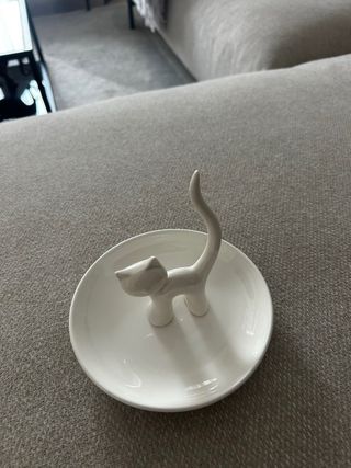 Porta anillos gato Balvi cerámica blanco