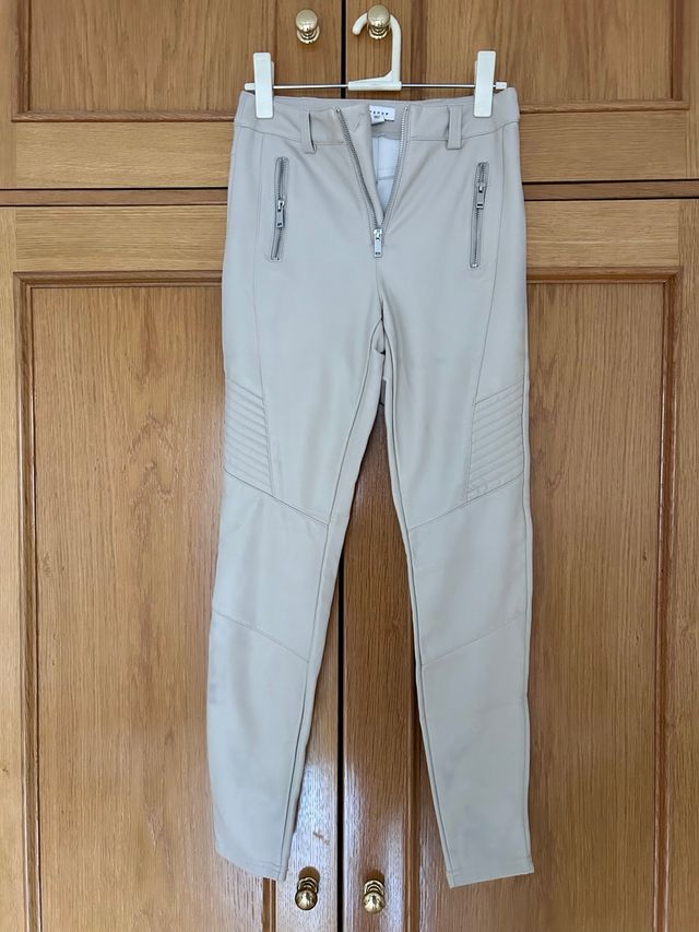 Leggings polipiel moteros beige