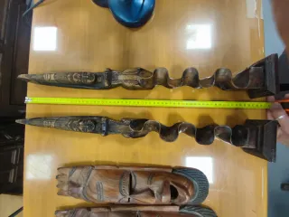 Coppia Maschere Africane Legno Intagliato