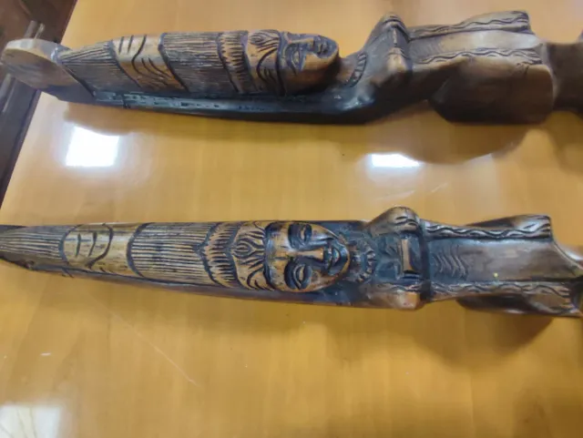 Coppia Maschere Africane Legno Intagliato