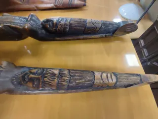 Coppia Maschere Africane Legno Intagliato