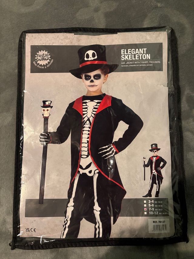 Disfraz Esqueleto Elegante Talla 7-9 Años