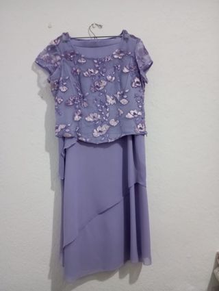 Traje de fiesta morado mujer