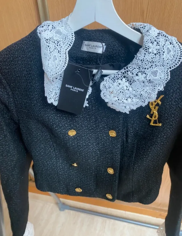 Chaqueta YSL Mujer Negra con Encaje