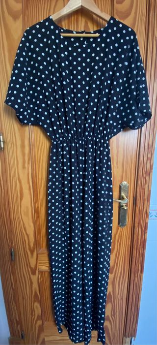 Mono largo lunares negro y blanco