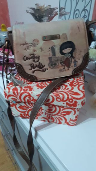 Bolso Anekke Beige y Rojo