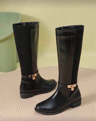 Stivali Al Ginocchio Neri Pelle
