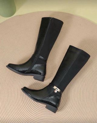 Stivali Al Ginocchio Neri Pelle
