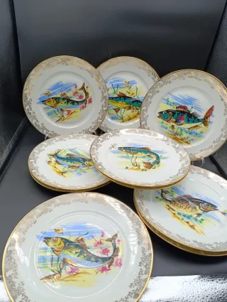 Vajilla Porcelana Peces Dorada