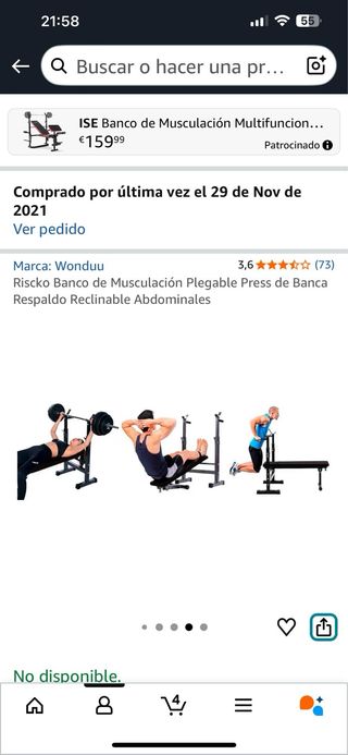 Banco de pesas con mancuernas y barra