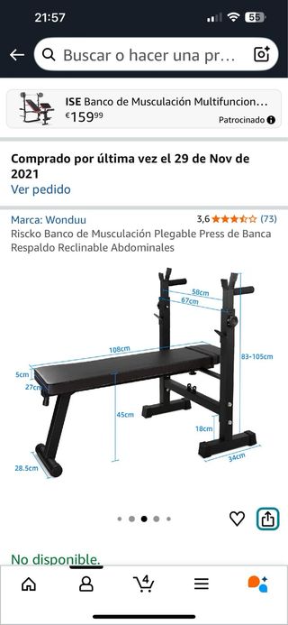 Banco de pesas con mancuernas y barra