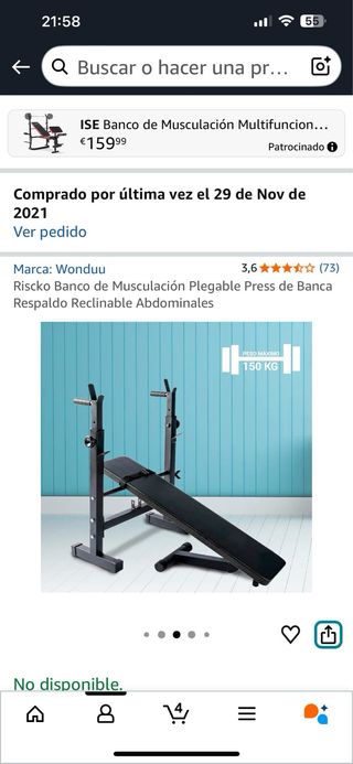 Banco de pesas con mancuernas y barra