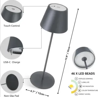 2x LAMPADA da tavolo LED ricaricabile a batteria