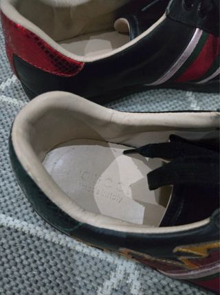 Sneakers Gucci Asso di Fiamme Nero Rosse Tg 42
