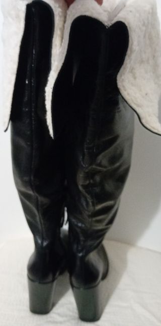 Botas Zara Talla 37 Tacón 11cm Piel Negra