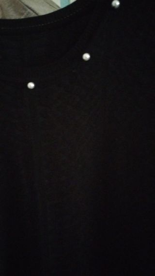 Maglione lungo nero con perline