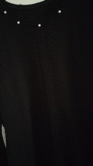 Maglione lungo nero con perline