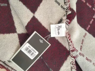 Sciarpa lana/acrilico beige e bordeaux