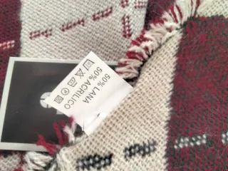 Sciarpa lana/acrilico beige e bordeaux