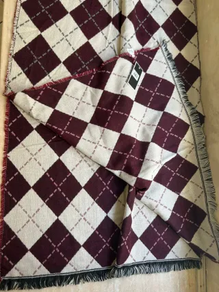 Sciarpa lana/acrilico beige e bordeaux