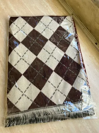 Sciarpa lana/acrilico beige e bordeaux