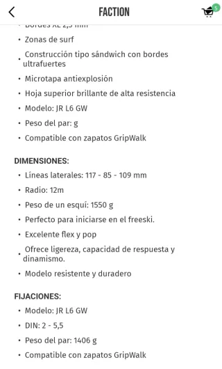 Esquís junior Faction Prodigy JR Niños