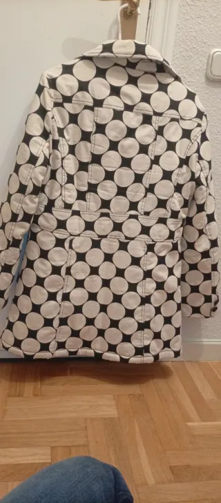 Abrigo vintage lunares beige y negro T. M