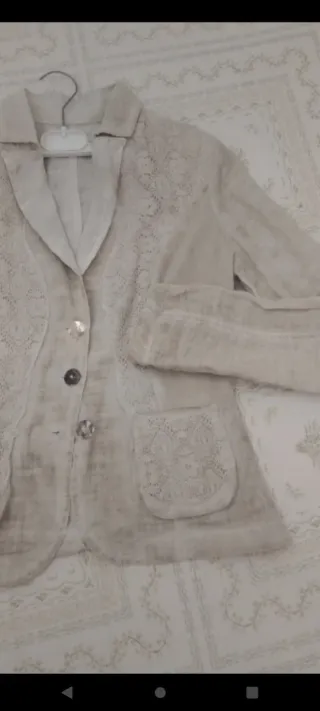 Giacchetta leggera lino e pizzo beige