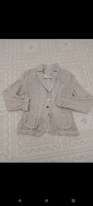 Giacchetta leggera lino e pizzo beige