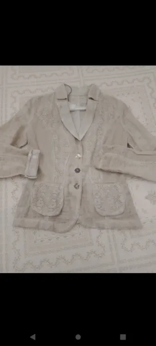 Giacchetta leggera lino e pizzo beige