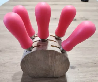 Set 5 Coltelli Formaggio con Ceppo Legno