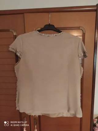 Vestido ceremonia beige talla XL