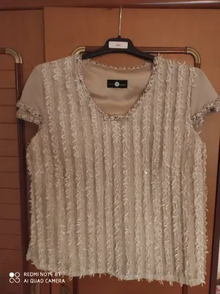 Vestido ceremonia beige talla XL