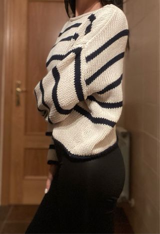 Jersey rayas crema y azul marino