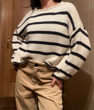 Jersey rayas crema y azul marino