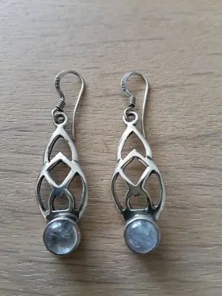 Pendientes Plata Auténtica Cuarzo Blanco